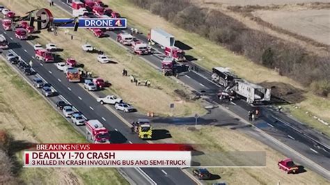 At least three dead, multiple hurt in fiery I-70 crash involving bus and semi